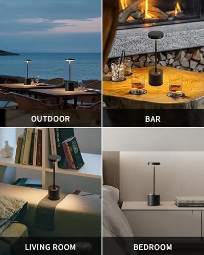 Ophouliy Cordless Table Lamps Rechargeable 2 Pack, 5000mAh Battery Operated LED Touch Lamps, IP54 Waterproof Portable Wireless Table Lights for Outdoor Patio Bar Restaurants Bedroom Bedside (Black) thumbnail 3