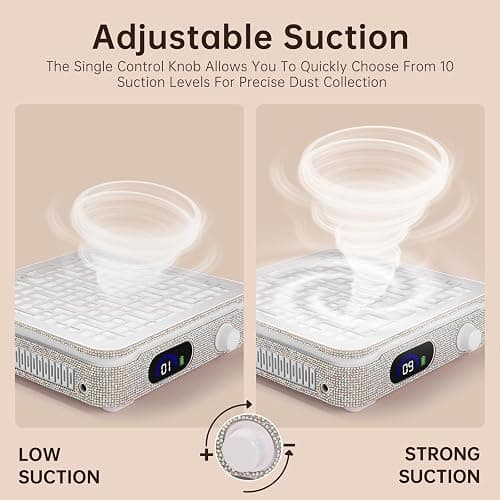 CHRISTINE SHELLY Nail Dust Collector, Cordless Dust Collector Nail Tech, Powerful 1000PA Nail Fan Vent Dust Collector Extractor Dust Suction Machine for Acrylic Nails Polishing (AB Diamond) thumbnail 5