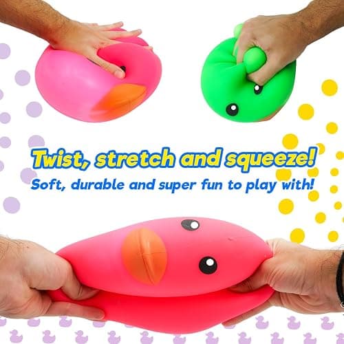 JA-RU Jumbo Super Stretchy Duckie (1 Green Duck). Irresistible Squishy Duck. Squeeze Action. Squishy, Squeezable, Stress Relief, Fidget, Party Favor, Classroom Prize. 4543-Green-1 thumbnail 5