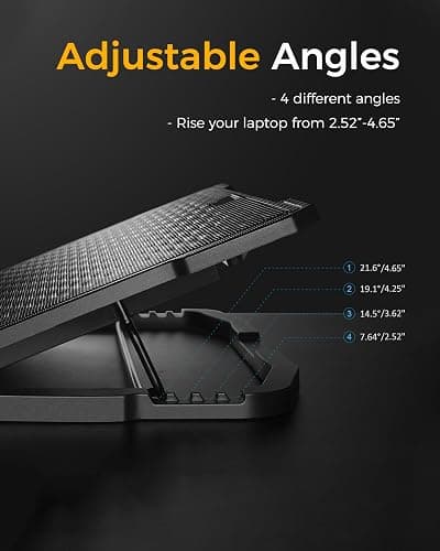 AICHESON Laptop Cooling Pad 5 Fans Up to 17.3 Inch Heavy Notebook Cooler, Blue LED Lights, 2 USB Ports, S035, Blue-5fans thumbnail 7