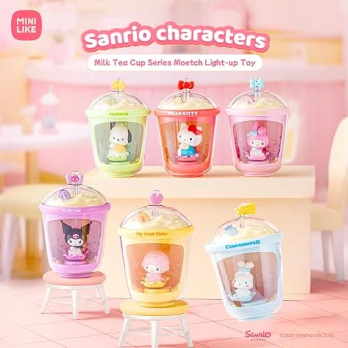 MINI LIKE Sanrio Blind Box Light Up Absorption Movable Swing Toy Hello Kitty Kuromi Cinnamoroll Pochacco My Melody Sweet Piano Milk Tea Cup Series for Home Car Decor Birthday Gifts, Random One Figure thumbnail 4