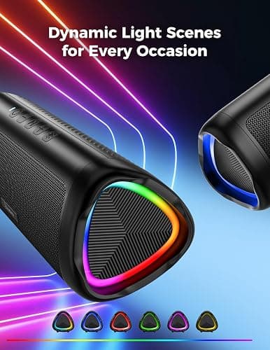 Bluetooth Speaker, 20W HD Sound, Portable Wireless, IPX5 Waterproof, Up to 24H Playtime, TWS, for Home/Party/Outdoor/Camping/Beach Essentials, Birthday Gift for Fathers Day Men Dad Husband (Black) thumbnail 3