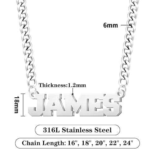 Elemtansy Custom Name Necklace for Men, 18K Gold-Plated Name Necklaces with Curb/Figaro Chain, Personalized Bithday Gifts for Men thumbnail 6