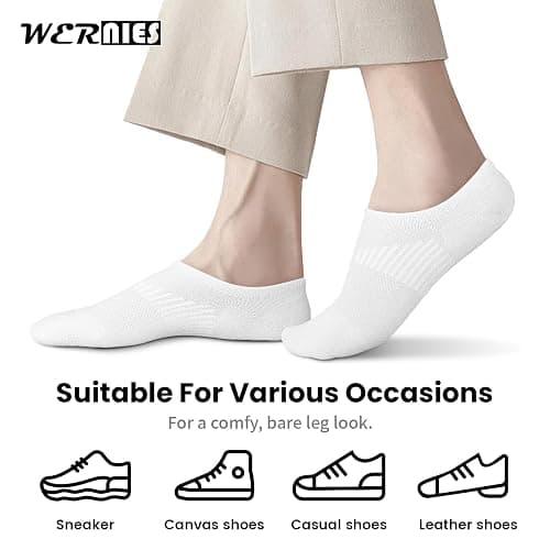 wernies No Show Socks Womens 8 Pairs, Ankle Non Slip Low Short Invisible Thin Liner Socks thumbnail 7
