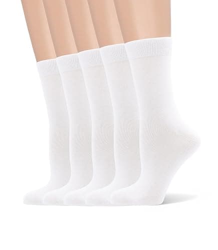 Women's Soft Thin Viscose Bamboo Crew Socks, Fit Stretchy Casual, Business, Dress Calf Sock 5 Pairs - Image 1