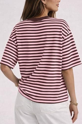 CHYRII Womens Oversized Striped T Shirts Short Sleeve Fashion 2026 Casual Crewneck Summer Y2K Clothes thumbnail 4