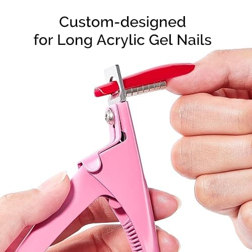 MelodySusie Acrylic Nail Clippers with 15Pcs Magnets Tip Cutters for Fake Gel Nails Sharp Professional Manicure Pedicure with Length Measurement Trimmer Nail Care Tools (Pink) thumbnail 3
