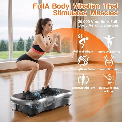 Vibration Plate Exercise Machine，Vibration Plate Fitness Platform Exercise Machine 10 Modes Full Body Workout Vibrating Fitness Platform Weight Loss Women Men Shaping Wellness Home Gym Equipment thumbnail 2