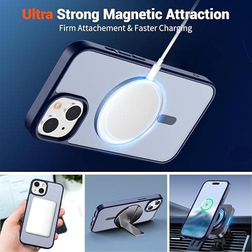 SUPFINE Magnetic for iPhone 15 Case (Compatible with MagSafe) (Military Grade Drop Protection) Slim Translucent Matte Shockproof with Anti-Fingerprint Phone Case, Navy Blue thumbnail 5