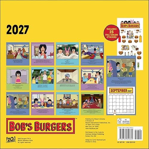 Bob's Burgers 2027 Wall Calendar (Includes Stickers) thumbnail 2