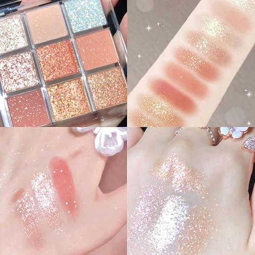 9 Farben Lidschatten Eyeshadow Palette Mit 3 Lidschattenpinsel Matte Glitter Eyeshadow Langlebiges Make Up Palette Wasserdichte Schminkpalette Lidschattenpalette Schminke Set Für Mädchen Und Frauen thumbnail 5