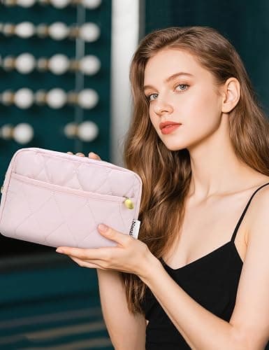 Noozion Makeup Bag, Travel Cosmetic Bag, Puffy Padded Toiletry Bag for Women, Makeup Organizer Case, Wide-open Pouch Purse, Travel Essentials thumbnail 7