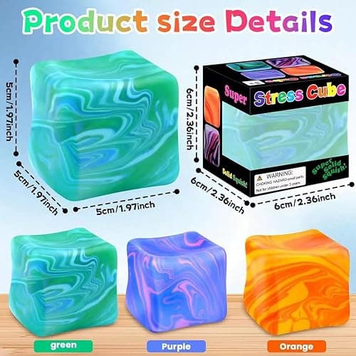 Swirl Stress Cube Squishy Toys, Slow Rebound Squishy Fidget Toy for Adults, Unique Swirling Color Mixing, Slow Rising Sensory Toys for Anxiety Stress Relief (Purple) thumbnail 3