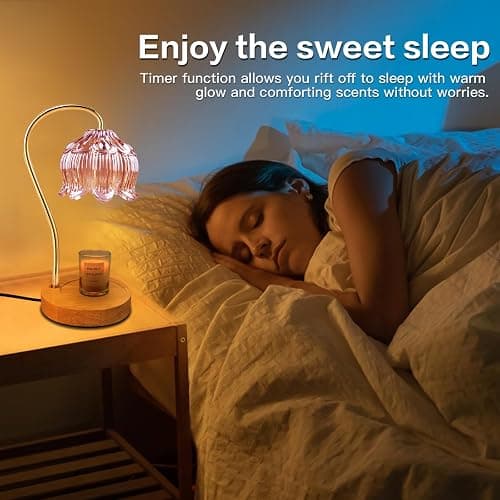 SupBri Dimmable Flower Candle Warmer Lamp, Pink Candle Warmer with Timer & 4Bulbs,Melts Warmer for Jar Candles Birthday Gifts for Women, House Warming Gifts New Home Bedroom Decor thumbnail 6
