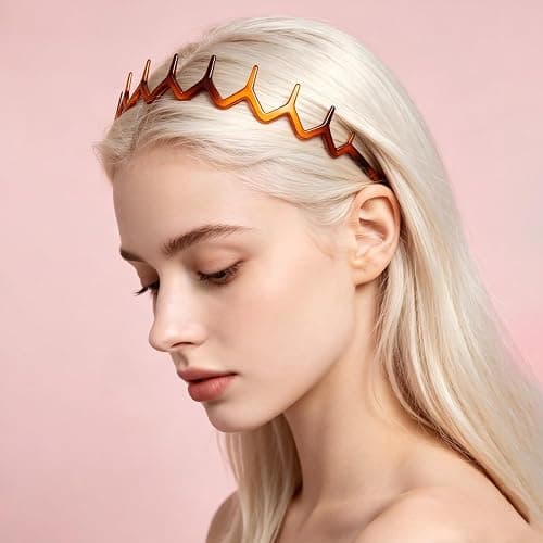 2pcs Toothed Hair Hoop Toothed Headband, Tooth Comb Hairband Wavy Zigzag Headband Plastic Hair Hoops Zigzag Hair Band for Women Girls Fashion Hair Hoop thumbnail 6