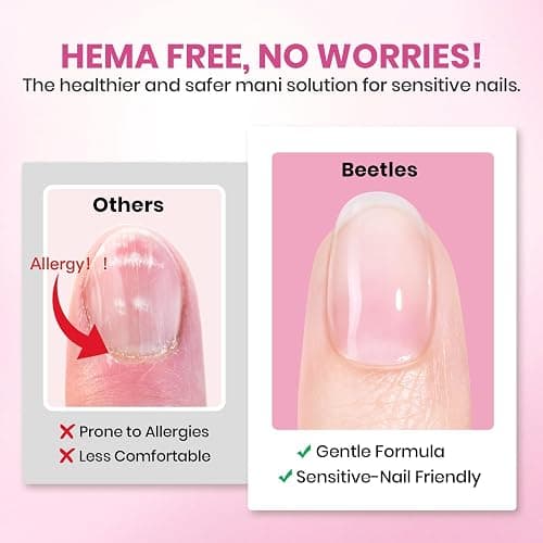 Beetles Gel Nail Kit Etch-X, Almond Short, 288pcs 12 Sizes Nail tips, with 10ml Hema-Free Nail Glue Gel, Glue on Nails for Acrylic Press On Nail, Pre-Etched Half Matte Extension Set for Home DIY thumbnail 6