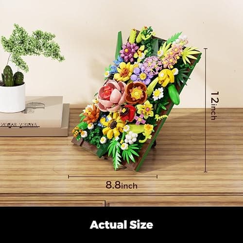 HXTTBD Pretty Spring Flower Sea Bouquet Building Set for Adults - Botanicals Building Kit Gifts for Valentine's, Mother's Day, Easter - Artificial Flowers for Decor or Table Display (1067 Pcs) thumbnail 3