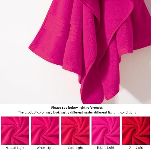 COZYART Hot Pink Bath Towel Set, Turkish Cotton Hotel Large Towel Bulk for Bathroom, Thick Bathroom Sets of 6 with 2 Bath Towels, 2 Hand Towels, 2 Washcloths, 650 GSM thumbnail 5