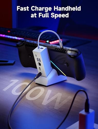 JSAUX Docking Station for ROG Xbox Ally X (2025)/ROG Ally X/ROG Ally/Steam Deck/Legion Go, 6-in-1 Dock with HDMI 4K@120Hz, Gigabit Ethernet, USB A & USB C 3.2 Gen 1, 100W Charging - HB0609 White thumbnail 9