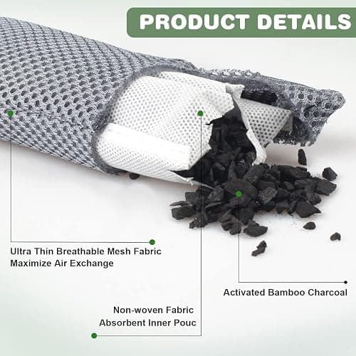 6 Pack Activated Charcoal Shoe Odor Eliminator, Shoe Deodorizer insert Bag | 100% Natural Shoes Smell Remover，eliminates odor naturally,can be reused up to two years thumbnail 4