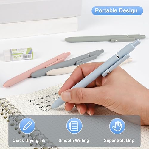 Siwyit Gel Pens, 5 Pcs 0.5mm Quick Dry Black Ink Fine Point Smooth Writing Pens and 10 Refills, Retractable Stylo Gel for Journaling Note Taking, Office Supplies (Morandi-5PC) thumbnail 4
