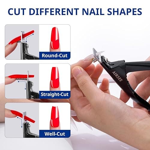 AIRSEE Professional Acrylic Nail Clipper with 15PCS Magnets,Black | Fake False Nails Tip Cutter,Nail Trimmer for Artificial Nail Manicure Nail Art Tool,Home DIY Use thumbnail 5