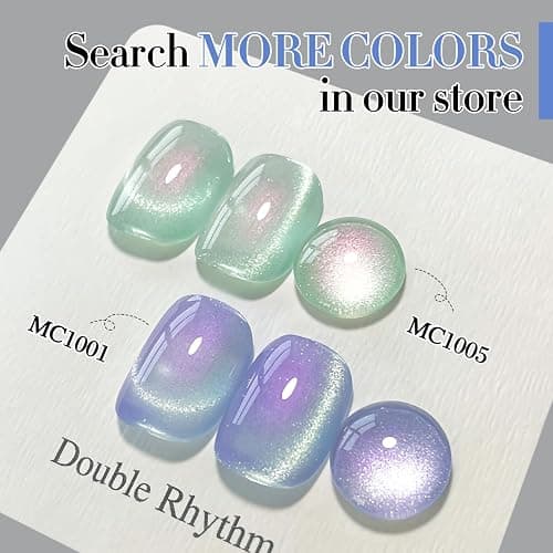 Double Rhythm 0.5 OZ Cat Eye Gel Polish with Magnet 15ML Holographic Glitter Shimmer Translucent Jelly Color Magnetic Nail Polish Salon DIY at Home (MC1001) thumbnail 6