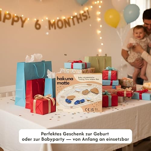 Hakuna Matte Wassermatte Baby 73x42cm – Tummy Time Wassermatte ab 3, 6 & 9 Monate, Sensorik Spielzeug Baby mit Glitzer, Montessori Wasserspielmatte, Bauchlage Spielzeug, Aquarium, BPA-frei, geruchlos thumbnail 7