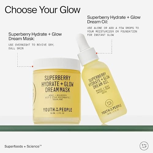 Youth To The People Superberry Hydrate + Glow Dream Mask - Hyaluronic Acid, Squalane, Vitamin C, Face Moisturizer + Overnight Facial, Non-Greasy, Plumps, Brightens, Evens Tone, For Dry + Dull Skin thumbnail 10