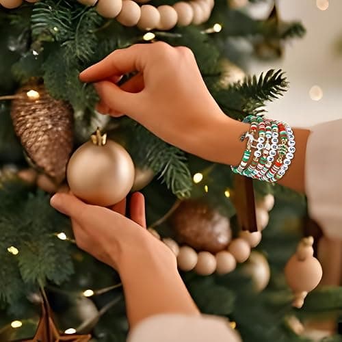 Artlunar 6 Pack Christmas Bracelets: Joy & Merry Candy-Style Stacks for Women & Teens - Perfect Christmas Gifts - Age 3 to Adult thumbnail 4