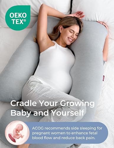 Momcozy Pregnancy Pillows with Cooling Cover, U-Shaped Full Body Maternity Pillow for Side Sleepers 57 Inch - Support for Back, Hip, Belly, Legs for Pregnant Women thumbnail 3