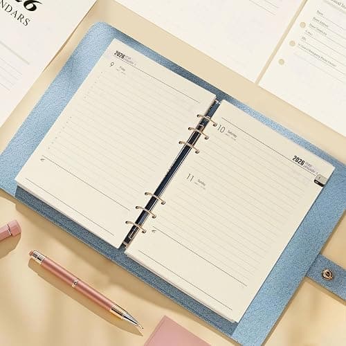 Agenda semainier 2026, format A5, format A5, 6 trous, 176 pages, 139 x 206 mm, recharge de papier pour planificateur, agenda, projets de bricolage thumbnail 2
