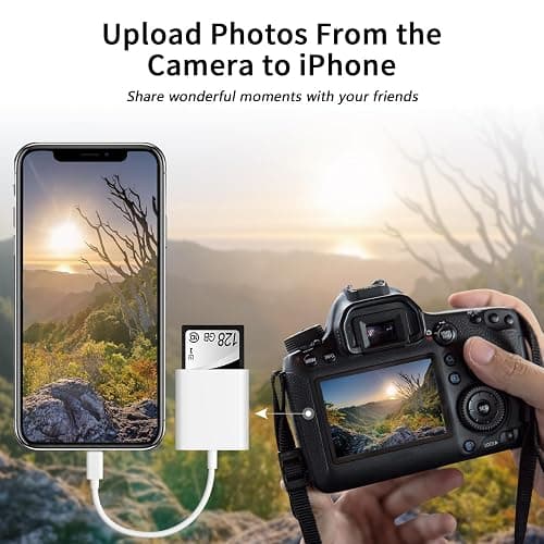 SD Card Reader for iPhone iPad Camera with USB C, Dual Card Slot Memory Card Reader Supports SD and TF Card Trail Camera Viewer SD Card Adapter Portable Micro SD Card Reader No App Plug and Play thumbnail 7