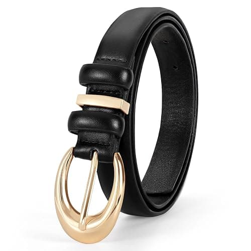 TRIWORKS Women Leather Belt for Jeans Pants Fashion Ladies Skinny Faux Leather Dress belt with Gold Buckle thumbnail 7