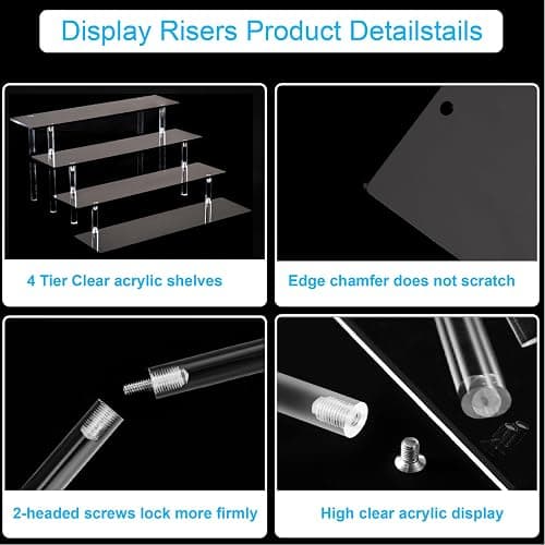 HENABLE 4 Tier Perfume Organizer Stand, Acrylic Risers Display Stands, Display Risers, Perfume Shelf Dessert Display for Party, Figure Stand Funko POP Shelves, Black Cupcake Stand Holder thumbnail 5
