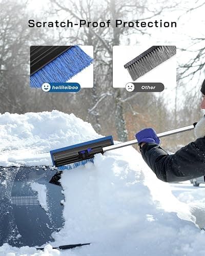 helloleiboo 2025 Extra Long 55.7" Ice Scrapers for Car Windshield Multi-Functional Detachable Car Ice Scraper with Foam Grip and 270° Pivoting Brush Head Snow Brush for SUV Truck Auto (Blue) thumbnail 2
