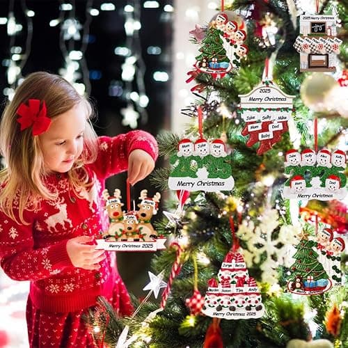 Personalized Christmas Ornaments 2025 Family of 2/3/4/5/6 Reindeer Custom Christmas Ornament with Names Customized Family Ornaments for Christmas Tree Decoration Customized Gifts, Reindeer Family of 8 thumbnail 7