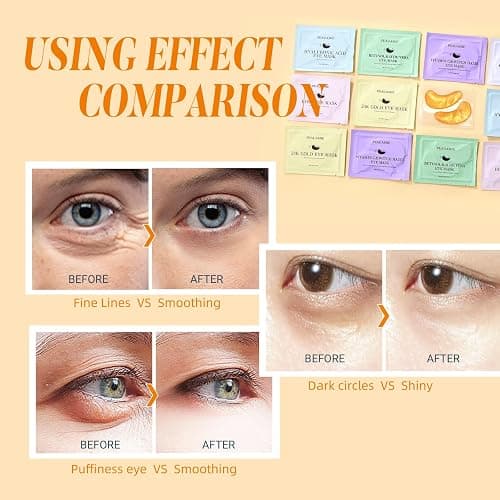 PEAUAMIE Under Eye Patches with Collagen and Hyaluronic Acid Eye Mask for Wrinkle,Dark Circles,Face Mask Skin Care Products 24 Pairs thumbnail 6