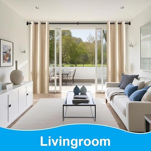 Tension Curtain Rod 51-86 Inch, Curtain Rod No Drilling for Window or Bathroom Closet, Outdoor Curtain Rods for Patio Tension Rod, Easy to Install, Never Rust, Rod Diameter 1.26 Inches - Black thumbnail 8