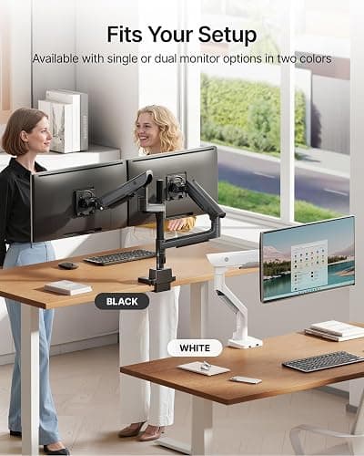 monTEK Sleek Aluminum Monitor Arm for 17–57” Ultrawide Screens up to 59 lbs, USB 3.0 A/C, Heavy Duty Dual Monitor Arm Desk Mount, Pneumatic Lift, Quick-Release Plate, Clamp/Grommet, max VESA 100x100 thumbnail 9