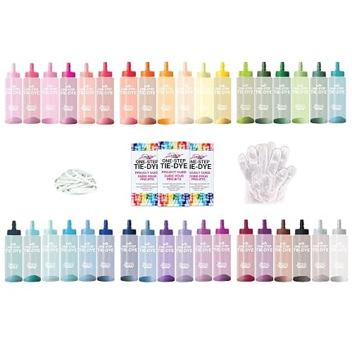 Tulip One-Step Tie-Dye Color Mania 36 Vibrant Colors, All-in-One Tie Dye Kit for Large Groups, Permanent Fabric Dye Pre-Filled Bottles, Gloves, Instructions thumbnail 5