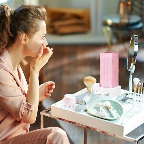 Automatic Square Press Out Cosmetic Makeup Removers Pad Holder, Makeup Cotton Organizer Container Dispenser Storage Display Rack (Pink) thumbnail 6
