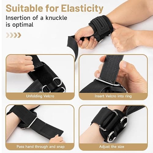MANUEKLEAR Non-Slip Wrist Straps for Weightlifting Deadlifting, Gym Lifting Straps with D Rings for Cable Machine Workout, 10mm Neoprene Padded Weight lifting Wrist Wraps for Men Women thumbnail 3