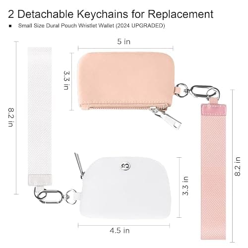 Babysun Mini Zip Around Dual Pouch Wristlet With 2 Straps Wristlet Keychain Wallet for Women Coin Purse Small Cute for Teen Girl thumbnail 2