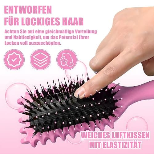 Curl Hair Brush, Lockenbürste, Curl Define Styling Brush, Curl Define Stylingbürste, Haarbürste zum Entwirren für Frauen (Rosa) - Rosa thumbnail 2