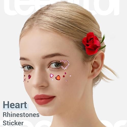 Teenitor Self Adhesive Valentine's Day Face Gems, Face Rhinestones Pearl Stickers, Rave Accessories for Women thumbnail 4