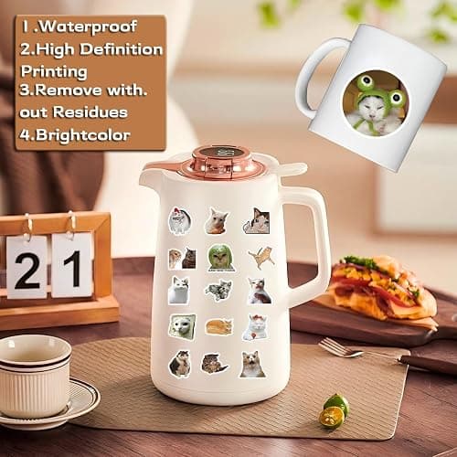 106 Pcs Funny Cat Stickers Cute Cat Meme Sticker Kitten Stickes for Adults Teens Funny Animal Vinyl Waterproof Stickrs for Water Bottles Laptops Phone Luggage Guitar thumbnail 4