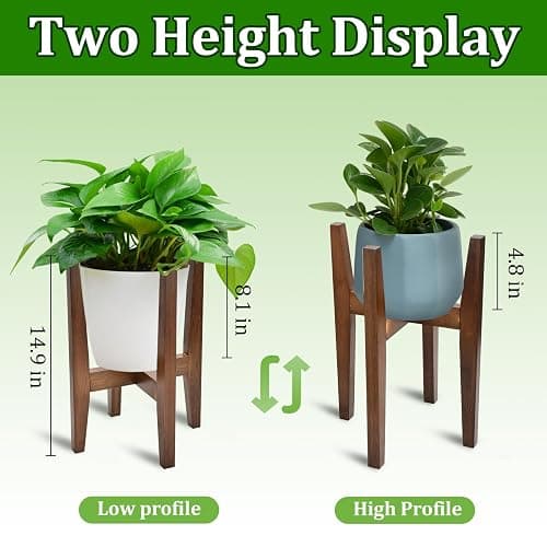 BADALU Indoor Plant Stand Adjustable Corner Wooden Stand Suitable for 8-12 Inch Pots Modern Flower Stand (Except Potted Plants) thumbnail 2