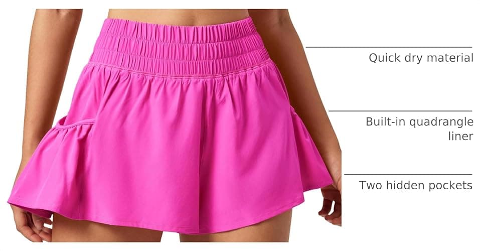 IUGA Women's Athletic Shorts High Waisted Flowy Shorts for Women Quick Dry Workout Running Shorts with Pockets thumbnail 4