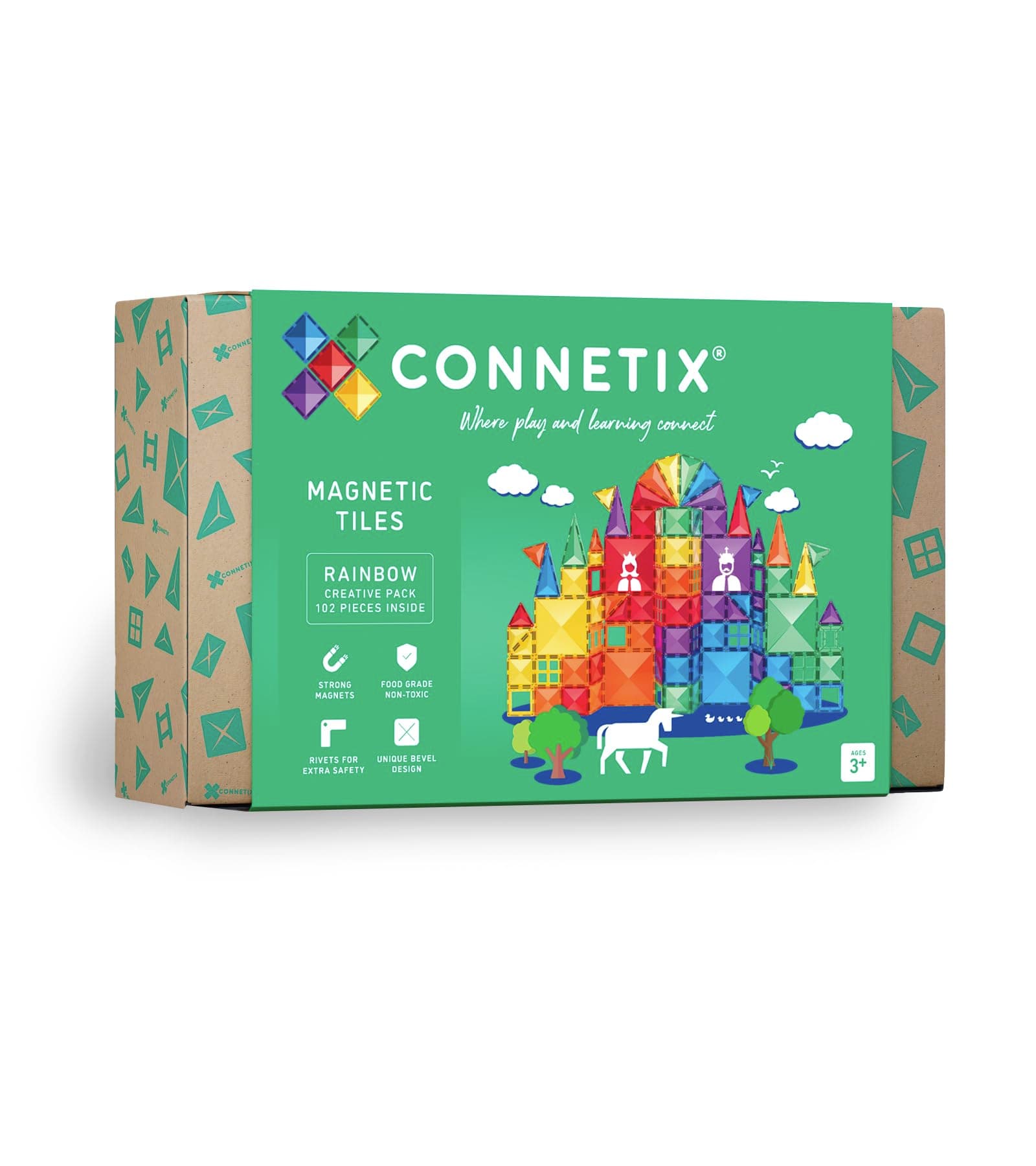 CONNETIX Magnetic Tiles Rainbow Creative Pack, 102 Pieces - Image 1